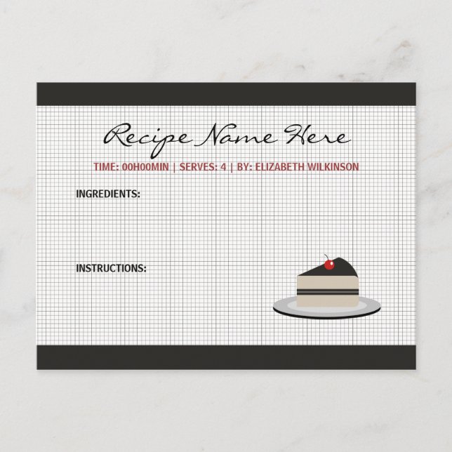 Tarjeta de receta de pasteles (Anverso)