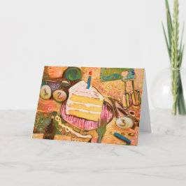 Tarjeta de receta de pasteles de cumpleaños feliz