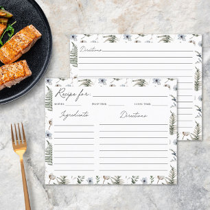 Tarjeta de Receta de Patrón Floral Botánico de Hoj