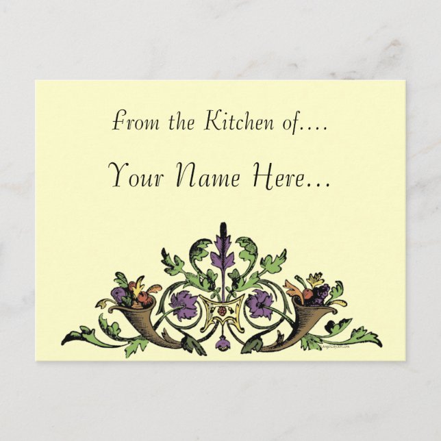 Tarjeta de receta de Personalizado de la cornucopi (Anverso)