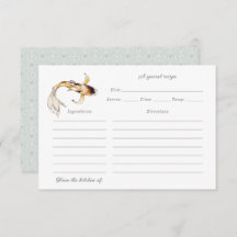 tarjeta de receta de pescado koi de color agua