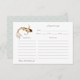tarjeta de receta de pescado koi de color agua