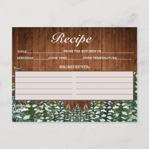 Tarjeta de Receta de Pino de Madera y Bosque de Ni