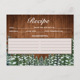 Tarjeta de Receta de Pino de Madera y Bosque de Ni