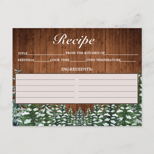 Tarjeta de Receta de Pino de Madera y Bosque de Ni (Anverso)