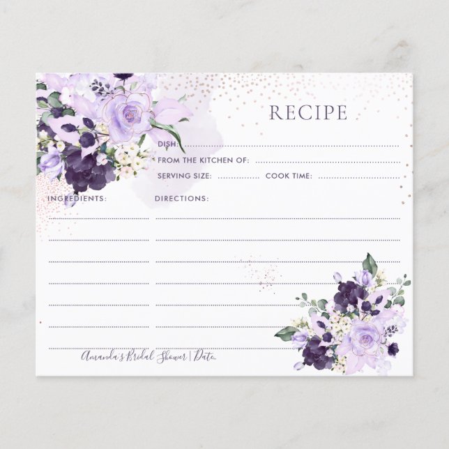 Tarjeta de receta de PixDezines H2 Purple Flowers (Anverso)