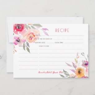 Tarjeta de receta de PixDezines Watercolor Peonies