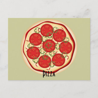 Tarjeta de receta de pizza de tomates y pimientos