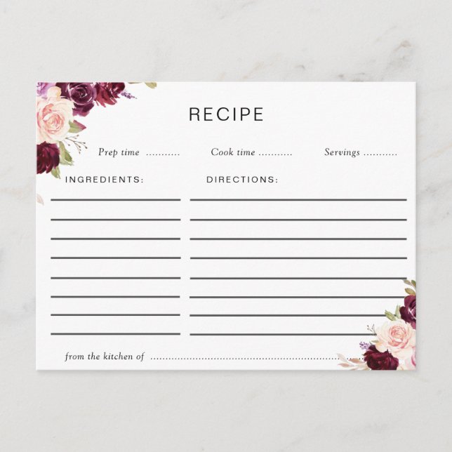 tarjeta de receta de plum morado y melocotón flora (Anverso)