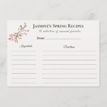 Tarjeta de Receta de Primavera Floral de Cocina de