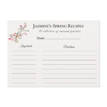 Tarjeta de Receta de Primavera Floral de Cocina de