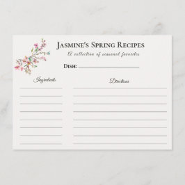 Tarjeta de Receta de Primavera Floral de Cocina de