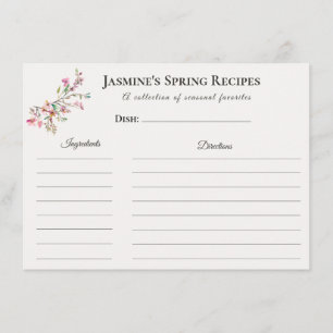 Tarjeta de Receta de Primavera Floral de Cocina de