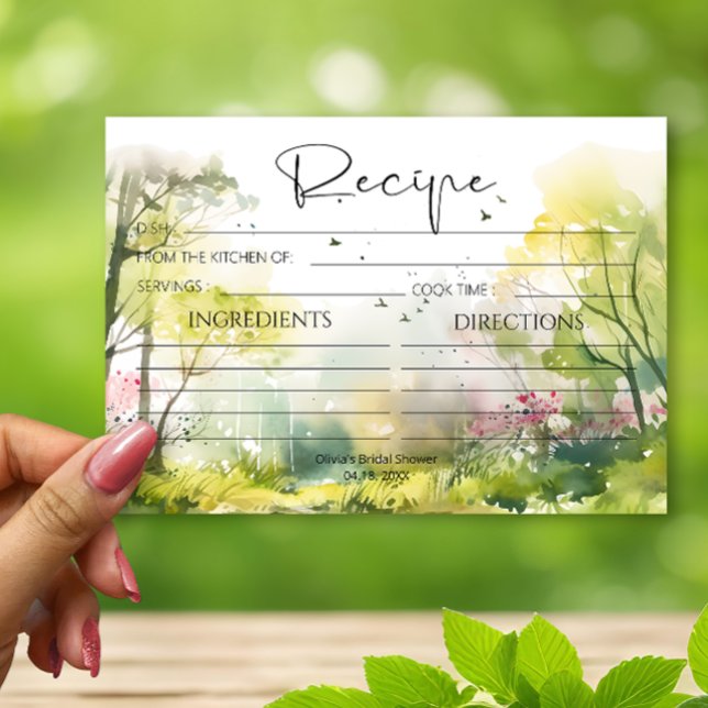 Tarjeta de receta de primavera rústica de Woodland (Subido por el creador)