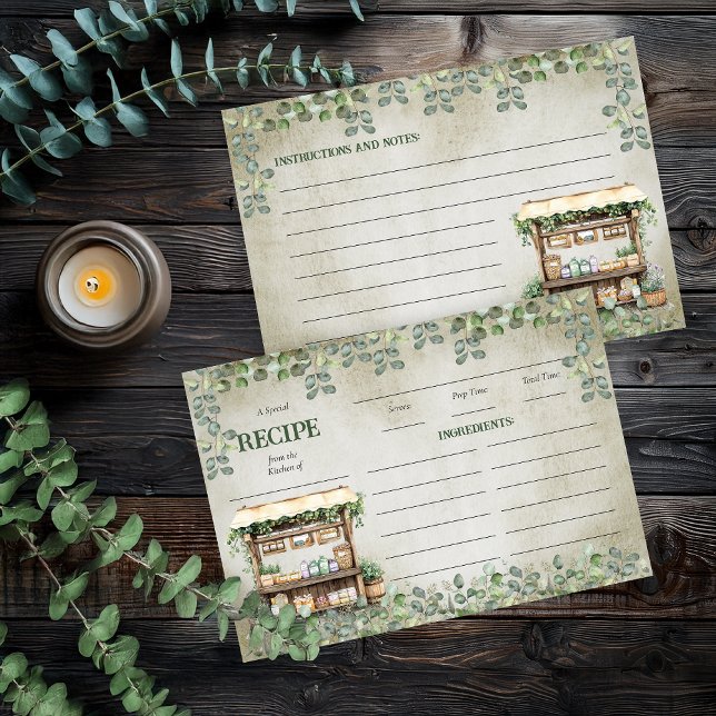 Tarjeta de Receta de Puesto de Granjas del Mercado (Farmer's Market Farm Stand Recipe Card - Print | Digital Download (Fresh Off the Market Collection))