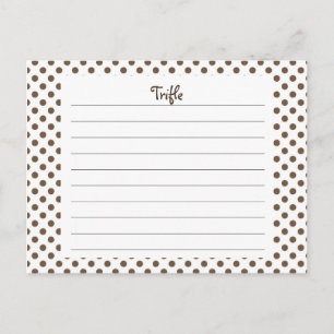 Tarjeta de receta de puntos de polka marrón