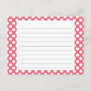 Tarjeta de receta de puntos polka rosa