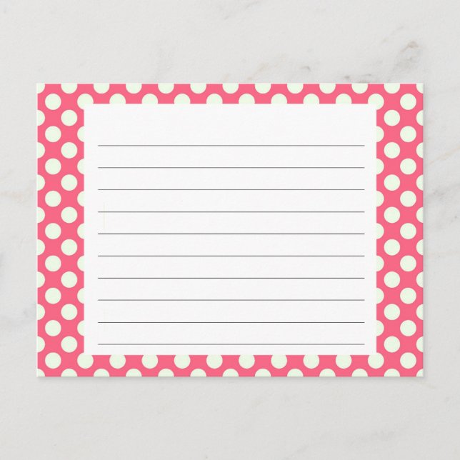 Tarjeta de receta de puntos polka rosa (Anverso)