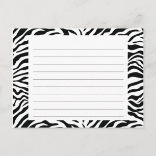 Tarjeta de receta de raya de cebra