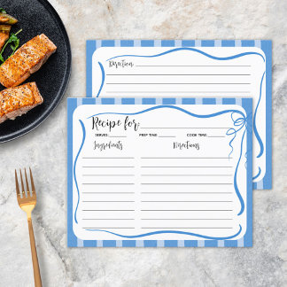 Tarjeta de Receta de Rayas Azules y Limones