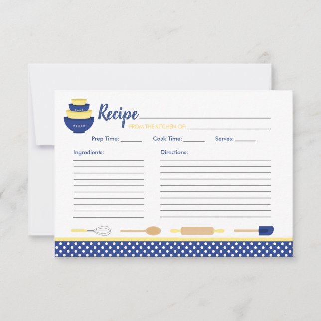 Tarjeta de receta de recetas para novias con cocin (Anverso)