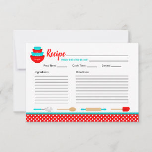 Tarjeta de receta de recetas para novias de cocina