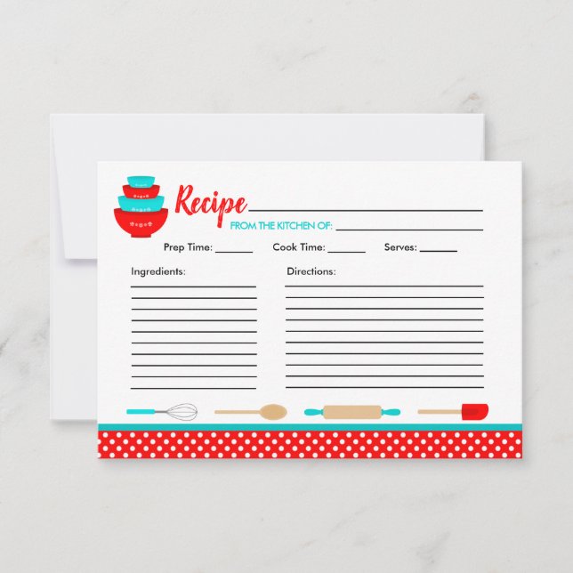 Tarjeta de receta de recetas para novias de cocina (Anverso)