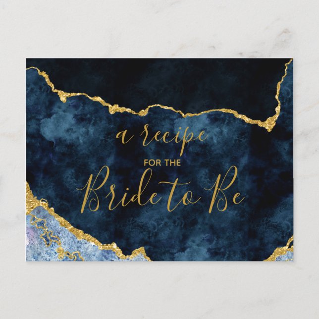 Tarjeta de receta de Relieve metalizado dorado azu (Anverso)