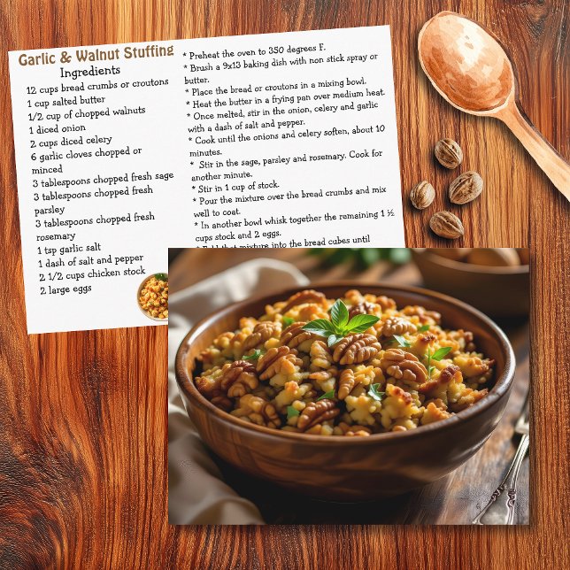 Tarjeta de receta de relleno de ajo y nuez (Subido por el creador)
