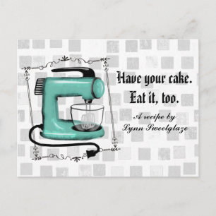 Tarjeta de receta de repostería de mezclador de me