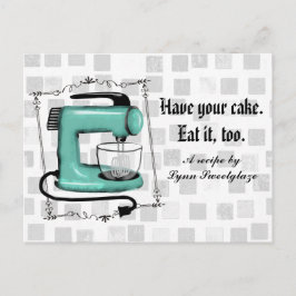 Tarjeta de receta de repostería de mezclador de me