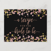 Tarjeta de receta de Rosa Confetti Gold Bridal Sho
