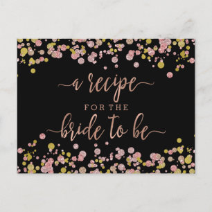 Tarjeta de receta de Rosa Confetti Gold Bridal Sho