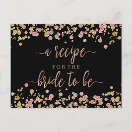 Tarjeta de receta de Rosa Confetti Gold Bridal Sho