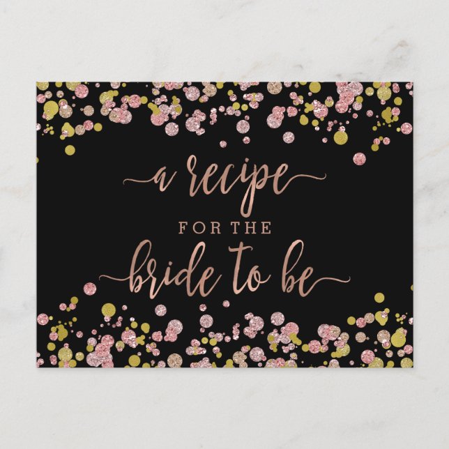 Tarjeta de receta de Rosa Confetti Gold Bridal Sho (Anverso)