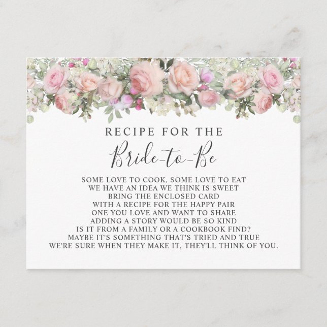 Tarjeta de receta de Rosa de jardín rosa Floral Br (Anverso)