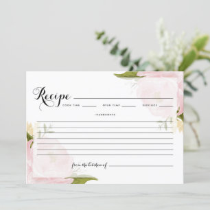 Tarjeta de receta de Rosas de jardín rosado de Rub