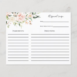 Tarjeta de receta de Rubor y Greenery Bridal Showe