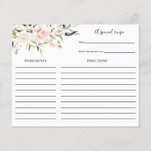 Tarjeta de receta de Rubor y Greenery Bridal Showe