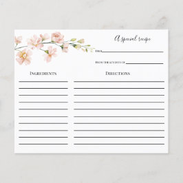 Tarjeta de receta de Rubor y Greenery Bridal Showe