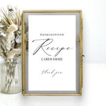 Tarjeta de receta de señal de ducha de novia minim