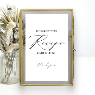 Tarjeta de receta de señal de ducha de novia minim