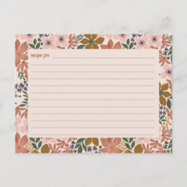 Tarjeta de receta de shower nupcial floral