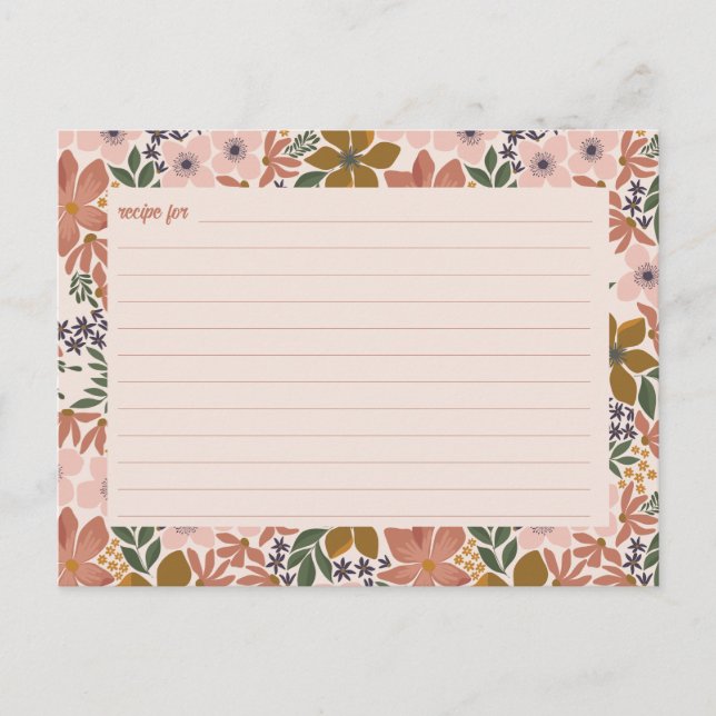 Tarjeta de receta de shower nupcial floral (Anverso)
