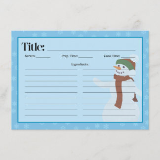 Tarjeta de receta de Snowman