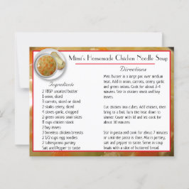 Tarjeta de receta de sopa de fideos de pollo de Mi