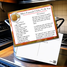 Tarjeta de receta de sopa de fideos de pollo de Mi