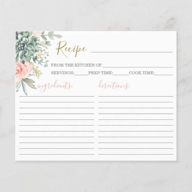 Tarjeta de receta de Succulent (Anverso)