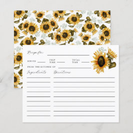 Tarjeta de receta de Sunflower Bridal Shower