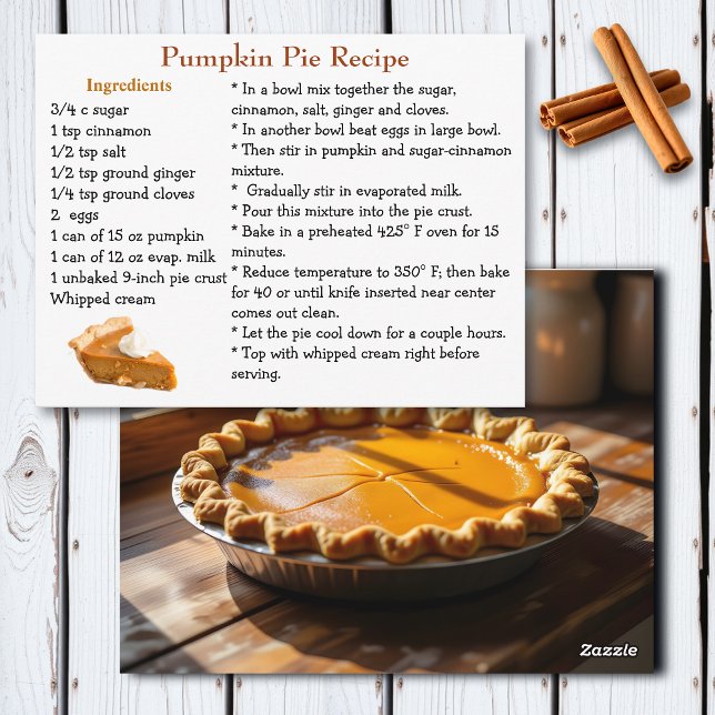 Tarjeta de Receta de Tarta de Calabaza (Subido por el creador)